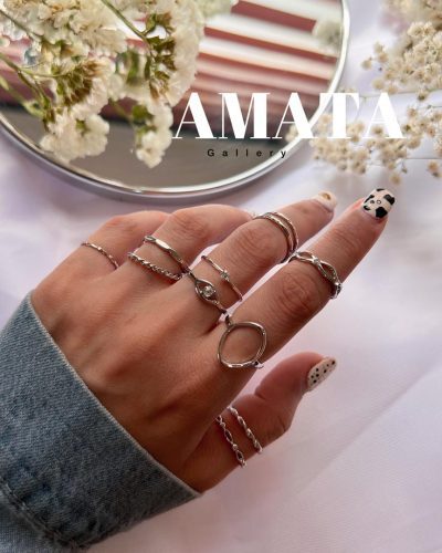 انگشتر پکی نقره ای مدل بیضی - Image 1