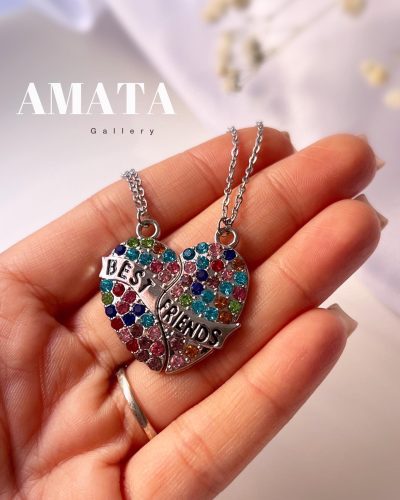گردنبند کاپلی قلب نقره ای - Image 1