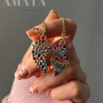 گردنبند کاپلی بست فرند قلب نگینی