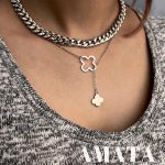 گردنبند دو ردیفه کارتیر و کرواتی ونکلیف نقره ای