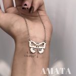 گردنبند استیل پروانه اسکلتی گرانج