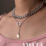 گردنبند دو ردیفه کارتیر و کرواتی قلب نقره ای