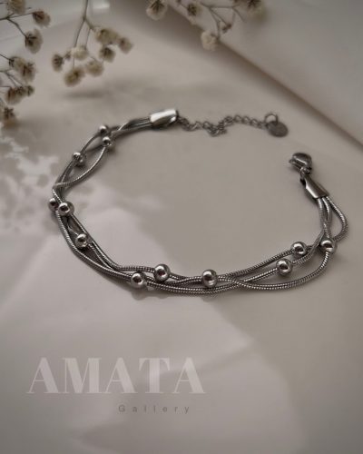 دستبند ماری سه لاین توپی(طرح طلا) - Image 2