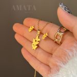 نیمست استیل طلایی پروانه سه تایی