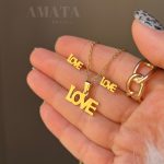 نیمست استیل طلایی LOVE