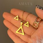 نیمست استیل طلایی مثلث تو خالی