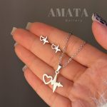 نیمست استیل نقره ای طرح ضربان و قلب