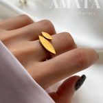 انگشتر استیل فشن طرح اشکی