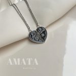 گردنبند ست دونفره قلب مشکی Best Friend نقره ای با زنجیر استیل