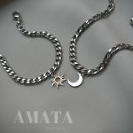 دستبند ست استیل کارتیر ماه و خورشید نقره ای