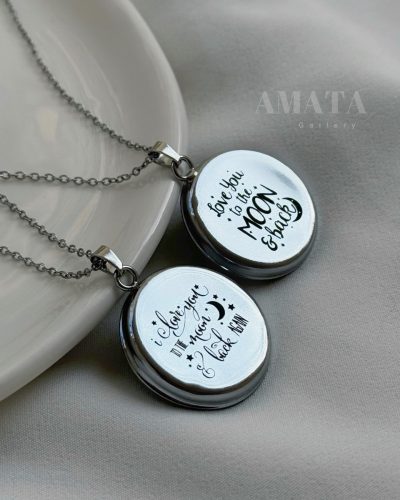 گردنبند ماه شب تاب با حک آماده - Image 3