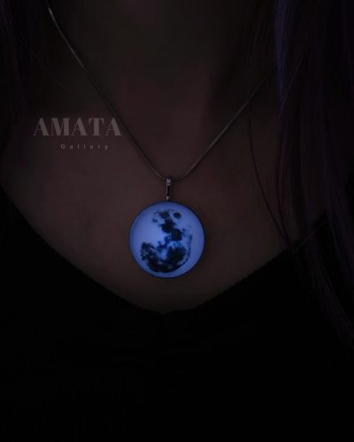 گردنبند ماه شب تاب با حک آماده - Image 6