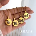 گردنبند استیل طلایی حروف پروانه ای