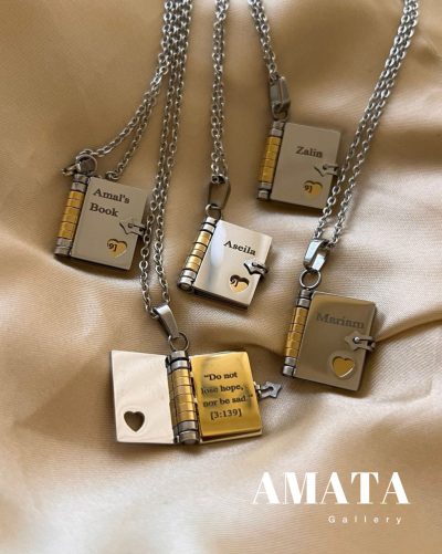 گردنبند کتاب زندگی  نقره ای - Image 4