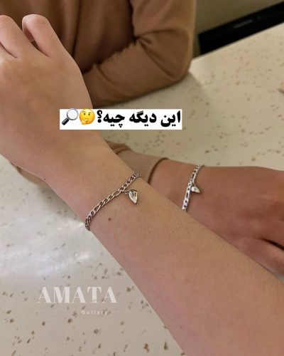 دستبند ست استیل با قلب مگنتی حرف اول اسم - Image 2