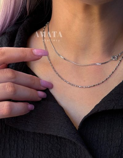 زنجیر استیل طرح طلا نقره ای - Image 2