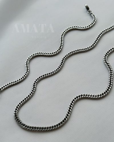 ست دستبند و گردنبند دوبل استیل نقره ای - Image 1