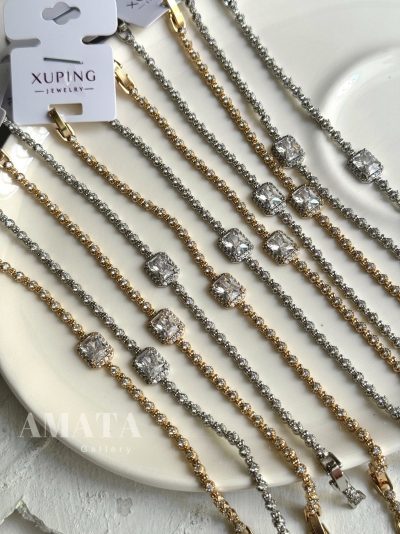 دستبند جواهری فول نگین مربعی برند XUPING - Image 4
