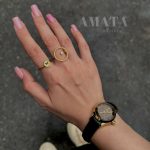 انگشتر استیل دایره توخالی نگین دار