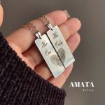 گردنبند ست کاپلی اثر انگشت قلبی( با حک اسم دلخواه)