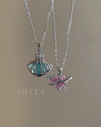 گردنبند جواهری صدف مرواریدی نگین آبی - Image 2