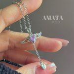 گردنبند جواهری cupid Angel نگین صورتی
