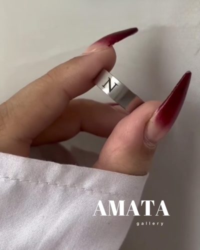 انگشتر استیل با حک حروف قایمکی - Image 1