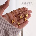 گردنبند استیل حروف لاتین سه بعدی با زنجیر ونیزی