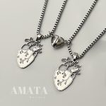 گردنبند استیل قلب اناتومی مگنتی(ست دو نفره)