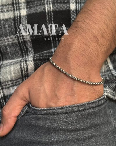 دستبند مردانه استیل (زنجیر ویتالی نقره ای) - Image 1