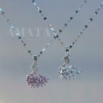 گردنبند قو نگین صورتی با زنجیر پولکی