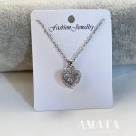 گردنبند جواهری قلب متحرک نگین سفید