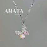 گردنبند جواهری پروانه نگینی دورنگ