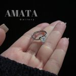 انگشتر قلب تعهد جواهری نقره ای (فری سایز)