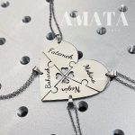 گردنبند ست چهار نفره قلبی با حک دلخواه