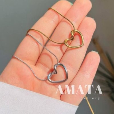 گردنبند قلب پیچکی نقره ای
