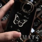 جاکلیدی پروانه کاپلی مشکی با حک اسم دلخواه