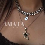 گردنبند دوریفه کارتیر و ستاره مشکی با حک دلخواه