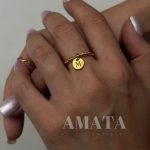 انگشتر پیچی با اویز اسم یا اول اسم دلخواه