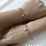 دستبند فیگارو مگنتی استیل با حک دلخواه(ست دونفره)