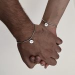 دستبند ونیزی استیل با آویز وحک دلخواه(ست دونفره)