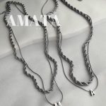 گردنبند دوردیفه طنابی و ماری با حروف سه بعدی