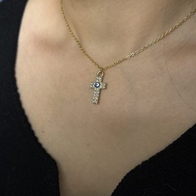 گردنبند صلیب نگین کاری چشمنظر