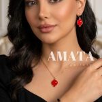 گردنبند و گوشواره انار نگینی یلدایی