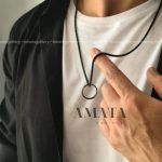 گردنبند مردانه حلقه با زنجیر ویتالی مشکی